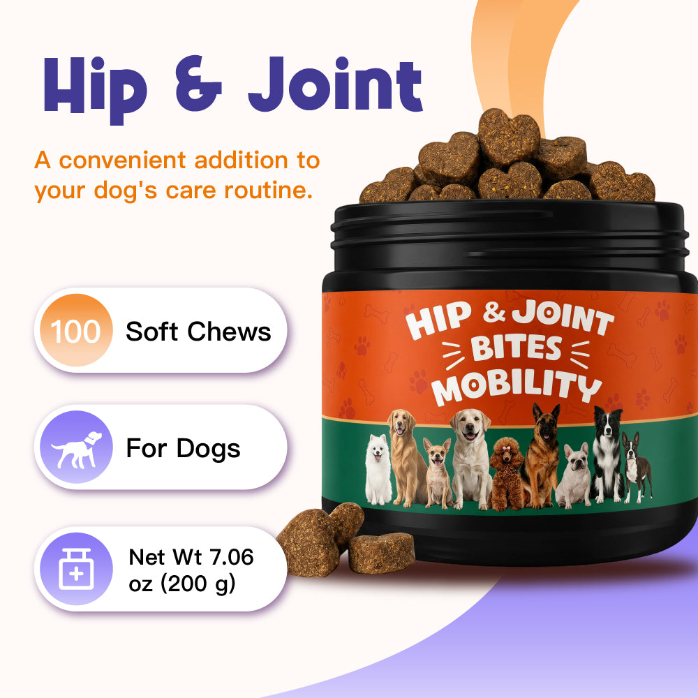 Hip & Joint Supports joint health and everyday mobility. Glucosamine | Chondroitin | MSM 100 Soft Chews For Dogs