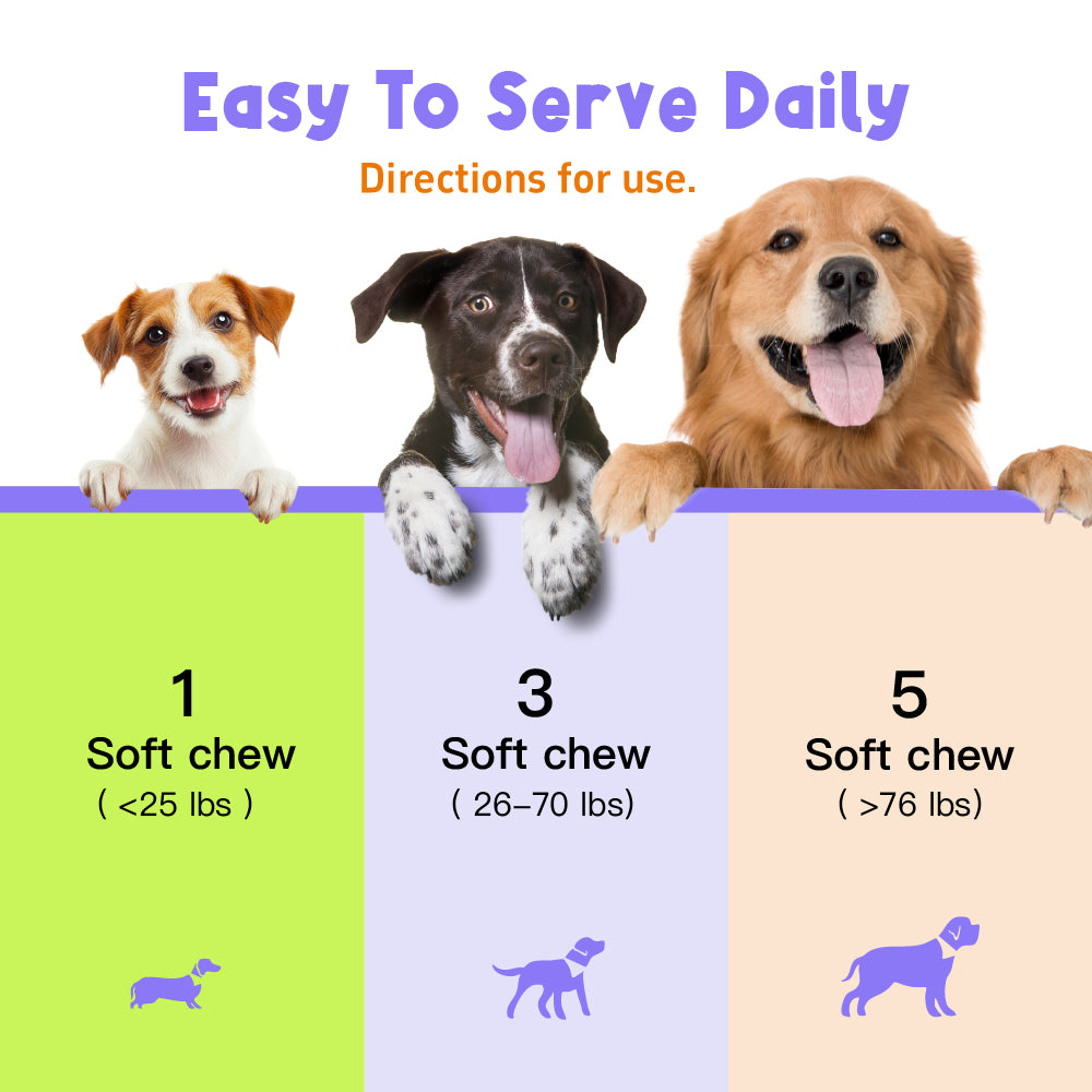 8-in-1 Daily Wellness Support DAILY NUTRITION - Vitamins A, C & E JOINT SUPPORT - Glucosamine + MSM DIGESTIVE SUPPORT - Probiotic Blend 100 Soft Chews For Dogs