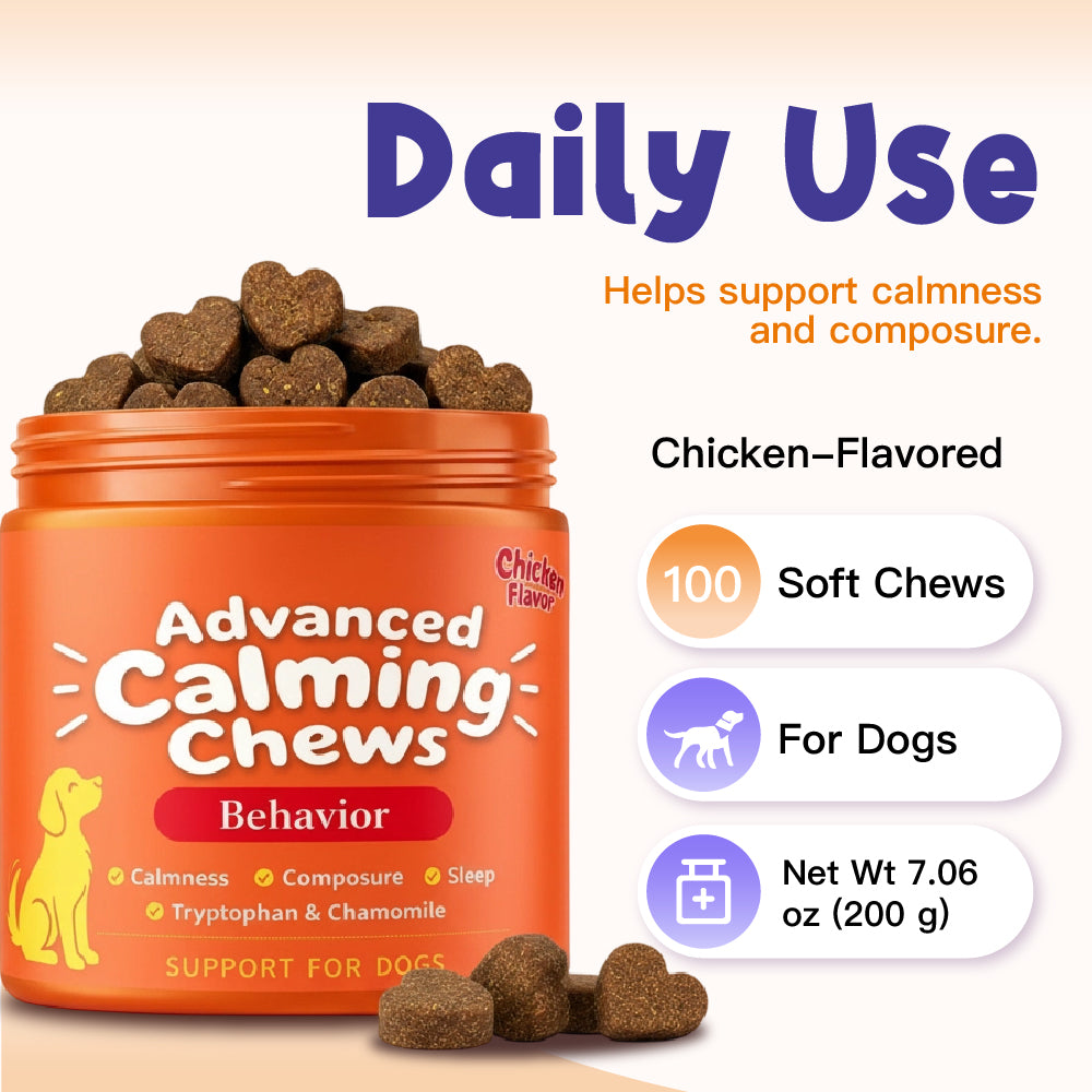 Calming Support Supports calm behavior during occasional everyday stress. Travel | Visitors | Changes in Routine 100 Soft Chews For Dogs